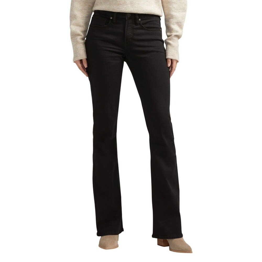 Silver Suki Curvy Mid Rise Bootcut Jeans Womens 29x33 Black Luxe Stretch NEW